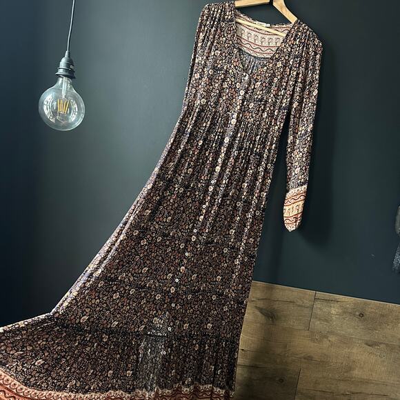 Faherty Toluca Border Print Long Sleeve Dress in Monserrat Floral Size XS - Picture 7 of 16